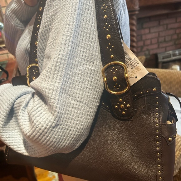 Vintage Michael Kors, leather chocolate brown with gold studs comes with duster - Picture 7 of 9